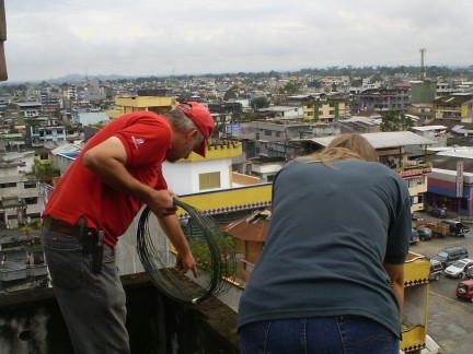 Looking down seven story building in Santo Domingo